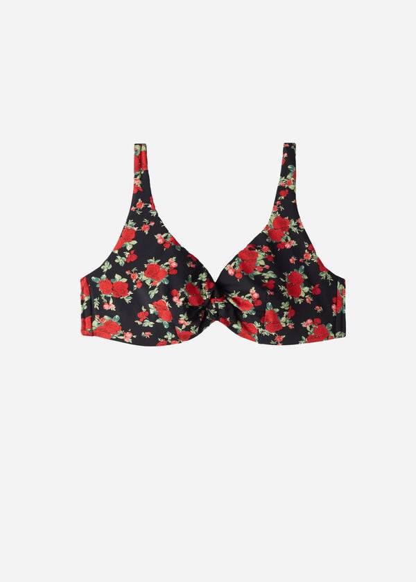 top de bikini calzedonia balconette rose con estampado animal nizza rosa