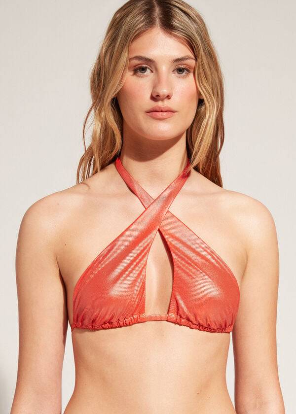 parte de arriba de bikini calzedonia bandeau antigua coral orange de mujer
