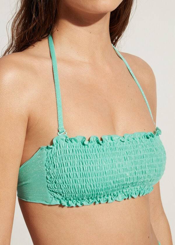 parte de arriba de bikini calzedonia bandeau formentera para mujer verde