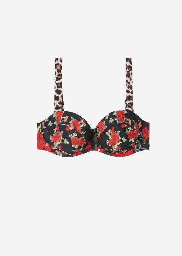 bikini bandeau nizza con relleno ligero de calzedonia para mujer color rosa y negro