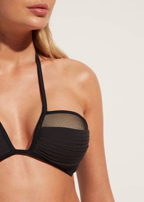 bikini bandeau con relleno ligero de calzedonia tokyo para mujer color negro
