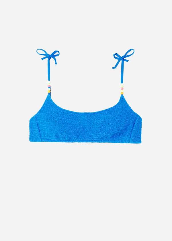 bikini azul de estilo playero arrugado san diego de calzedonia para mujer