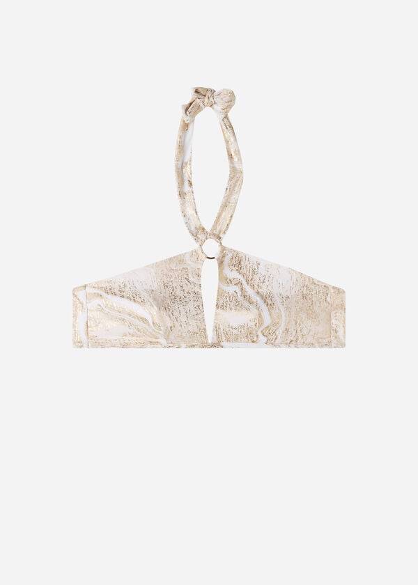 bikini bandeau hollywood con cortes de calzedonia para mujer color dorado