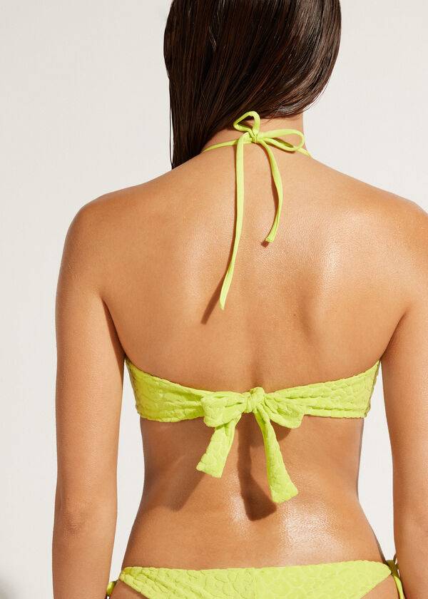 bikini bandeau bangkok con cordón de calzedonia para mujer color verde