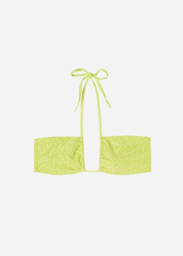 bikini bandeau bangkok con cordón de calzedonia para mujer color verde