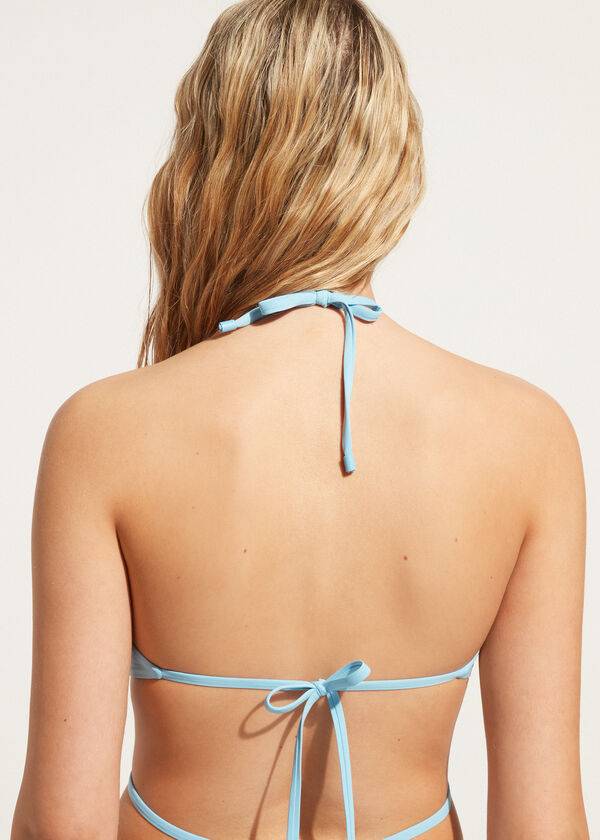 bikini bandeau islamorada con cordón de calzedonia para mujer color azul
