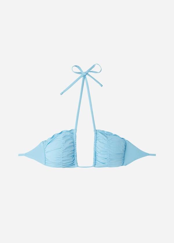 bikini bandeau islamorada con cordón de calzedonia para mujer color azul