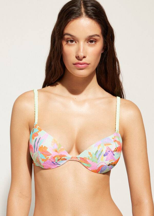 bikini de mujer calzedonia con push-up acolchado graduado tahiti color verde