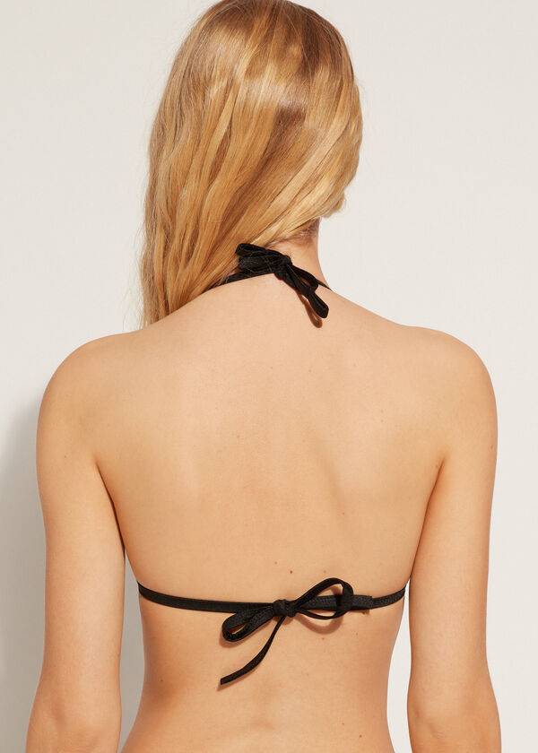 bikini triangular con relleno graduado cannes de calzedonia en color negro para mujer