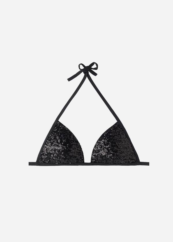 bikini triangular con relleno graduado cannes de calzedonia en color negro para mujer