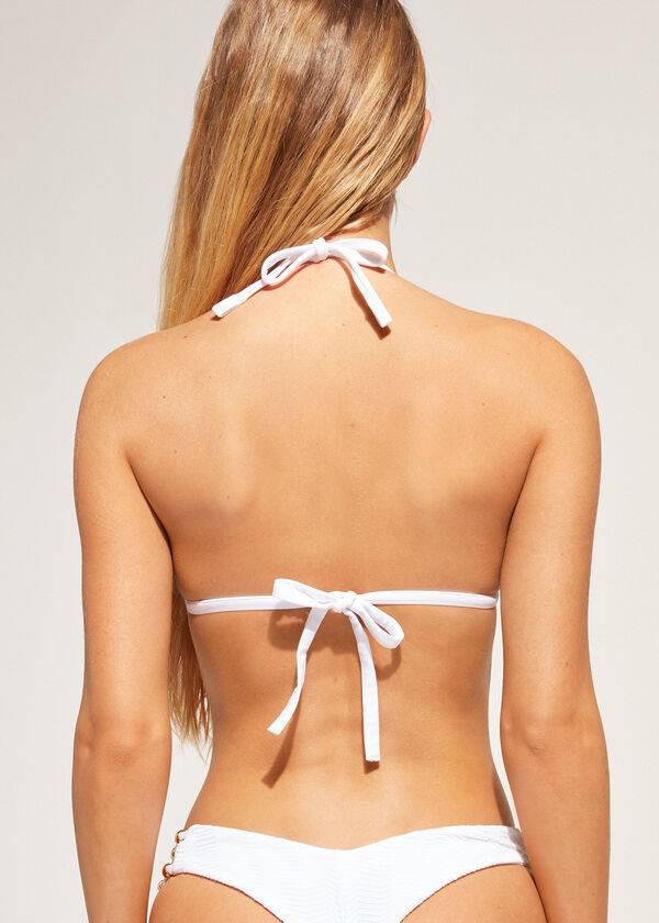 bikini de triángulo con relleno graduado casablanca de calzedonia para mujer color blanco