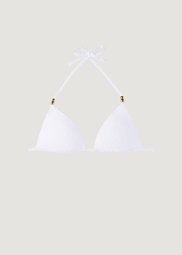 bikini de triángulo con relleno graduado casablanca de calzedonia para mujer color blanco
