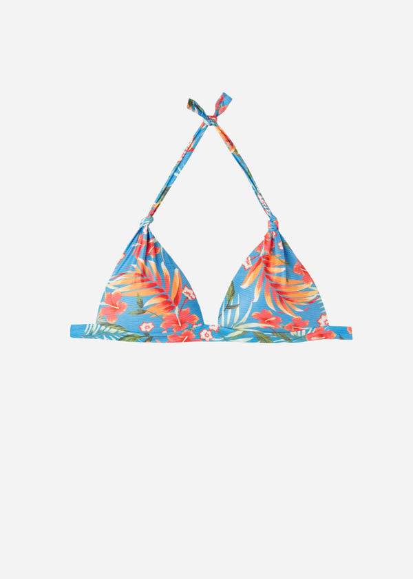 top de bikini triangular acolchado graduado maui de calzedonia para mujer color verde