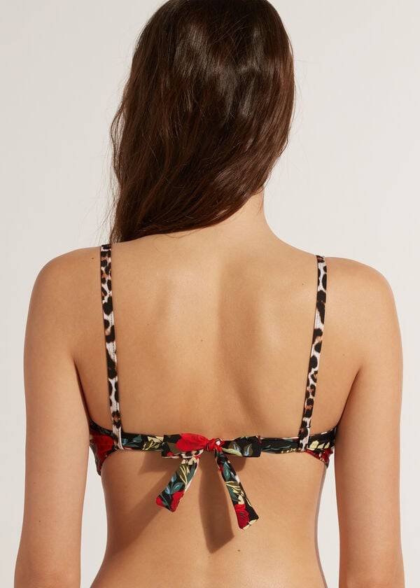 bikini de triángulo nizza con relleno suave y graduado de calzedonia para mujer color rosa y negro