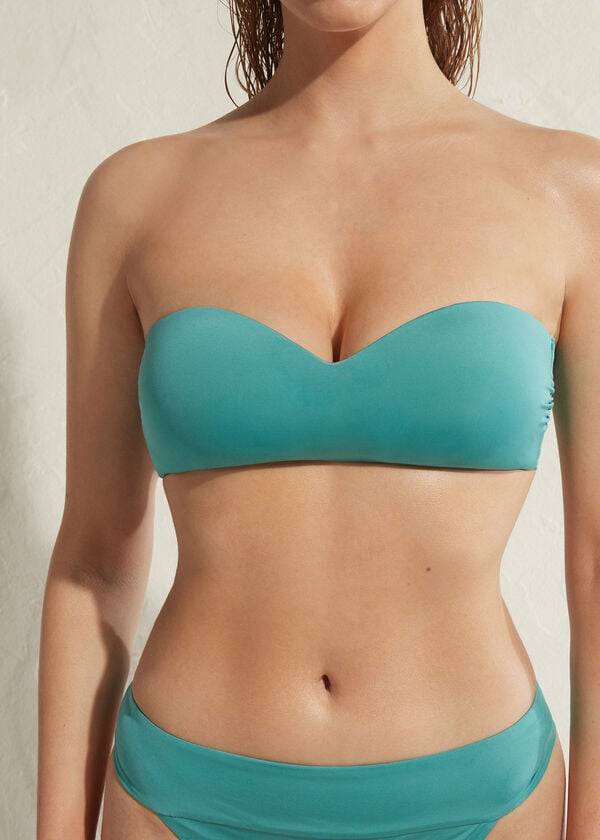 mujer calzedonia acolchado bandeau indonesia eco bikini tops turquesa