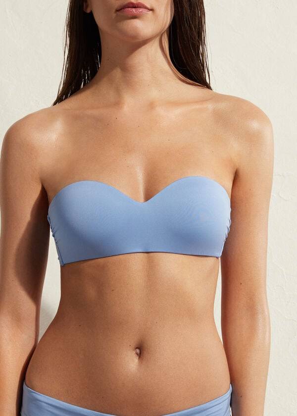 parte de arriba de bikini de mujer calzedonia acolchado bandeau indonesia eco azul