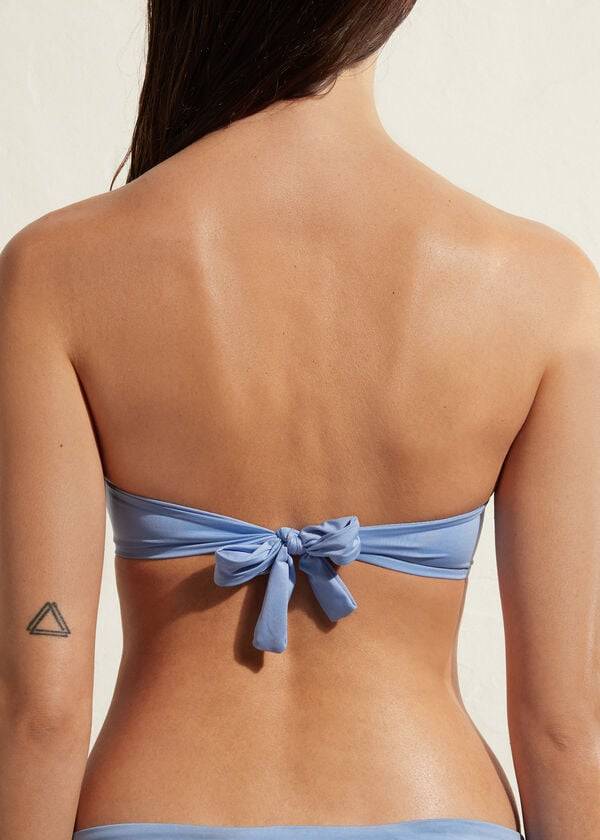 parte de arriba de bikini de mujer calzedonia acolchado bandeau indonesia eco azul