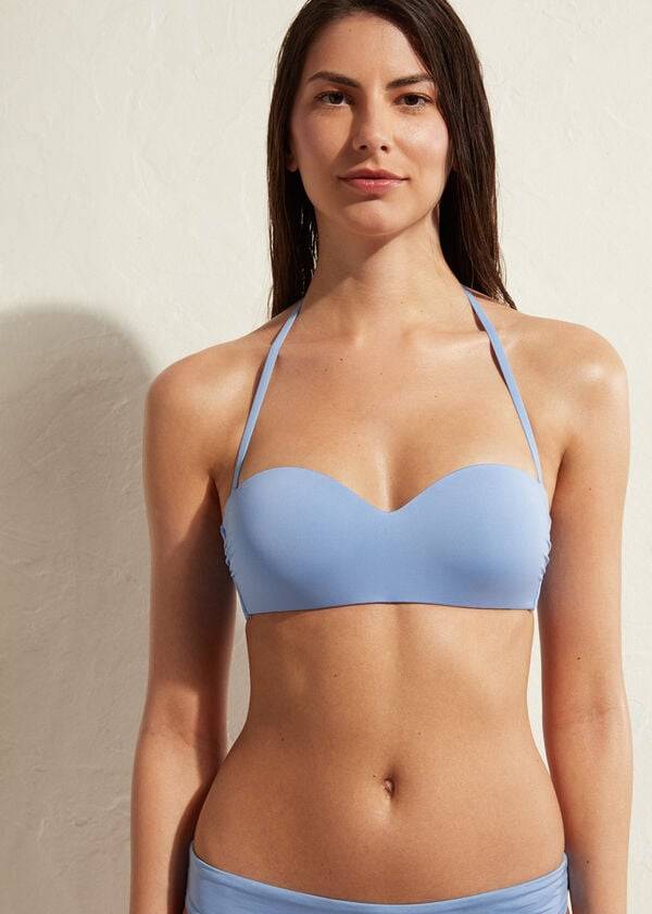 parte de arriba de bikini de mujer calzedonia acolchado bandeau indonesia eco azul