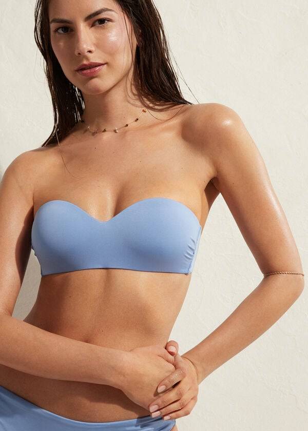 parte de arriba de bikini de mujer calzedonia acolchado bandeau indonesia eco azul