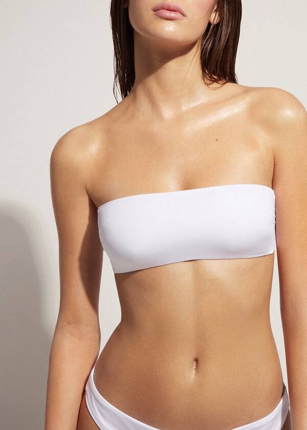 parte de arriba de bikini de mujer blanco calzedonia acolchado bandeau indonesia eco rosa
