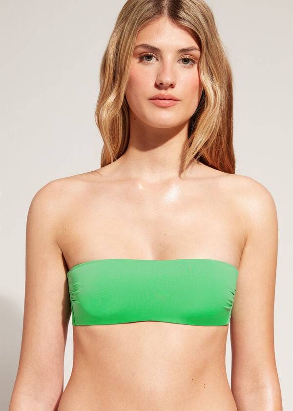 parte de arriba de bikini calzedonia quilted bandeau indonesia eco rosa mujer verde