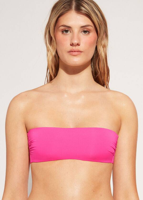 parte de arriba de bikini calzedonia quilted bandeau indonesia eco rosa mujer rosa