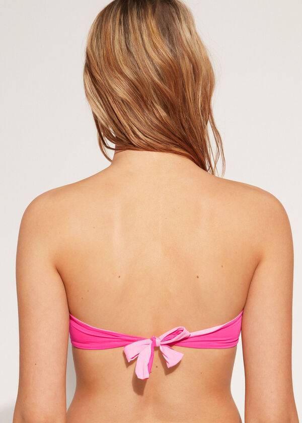 parte de arriba de bikini calzedonia quilted bandeau indonesia eco rosa mujer rosa