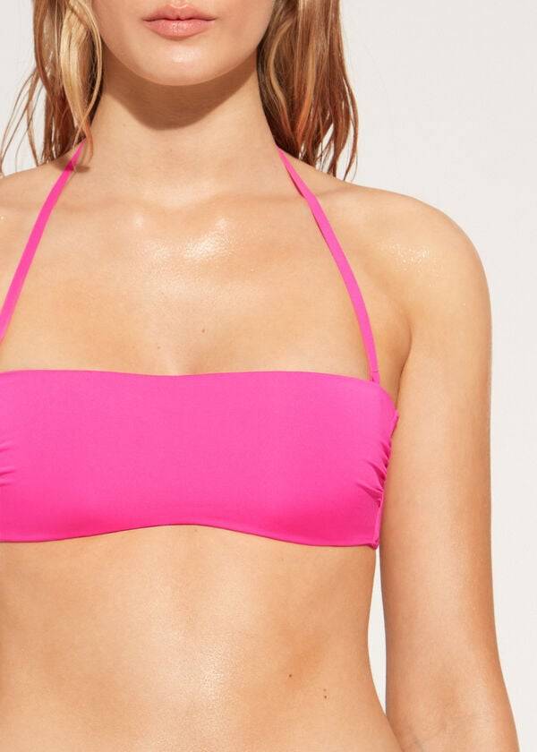 parte de arriba de bikini calzedonia quilted bandeau indonesia eco rosa mujer rosa