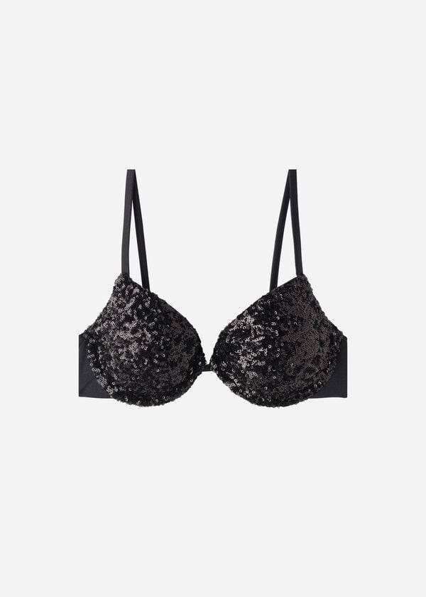 bikini negro con push-up acolchado de calzedonia para mujer color rosa cannes