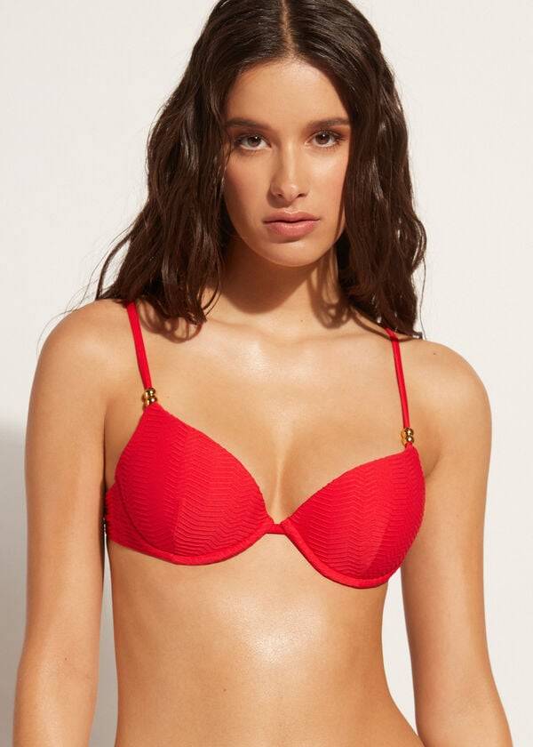bikini rojo con push-up y relleno casablanca de calzedonia para mujer
