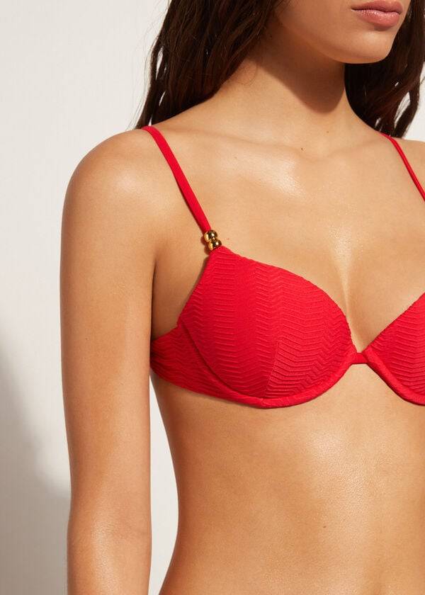 bikini rojo con push-up y relleno casablanca de calzedonia para mujer