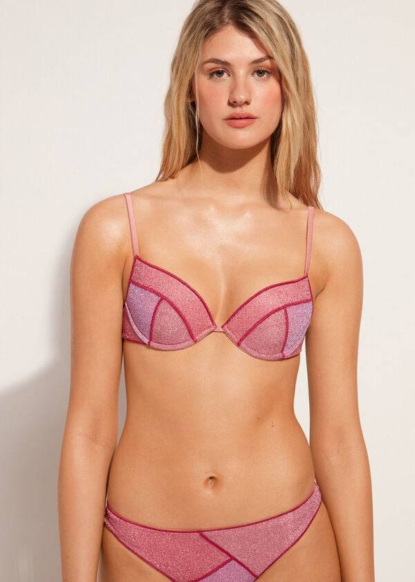 bikini lisboa con push-up y relleno de calzedonia para mujer en color rosa