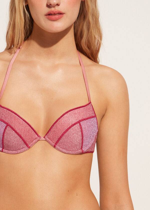 bikini lisboa con push-up y relleno de calzedonia para mujer en color rosa