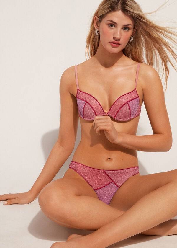 bikini lisboa con push-up y relleno de calzedonia para mujer en color rosa