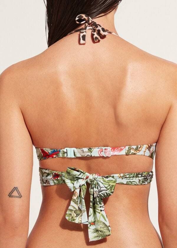 bikini nairobi eco con relleno y push-up para mujer de calzedonia color verde