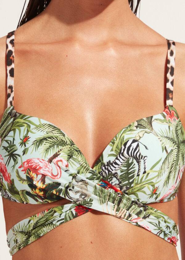 bikini nairobi eco con relleno y push-up para mujer de calzedonia color verde