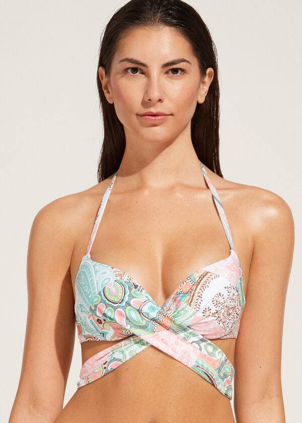 bikini push-up saint tropez de calzedonia para mujer color azul