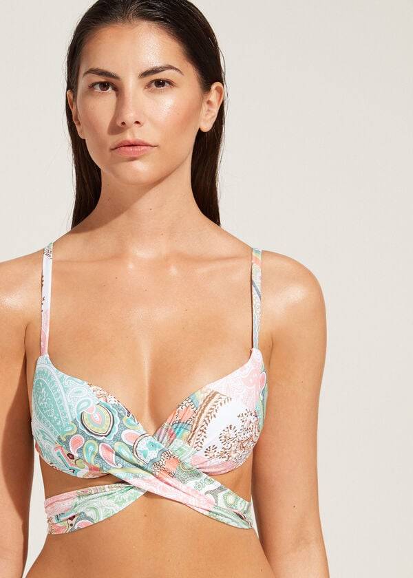 bikini push-up saint tropez de calzedonia para mujer color azul