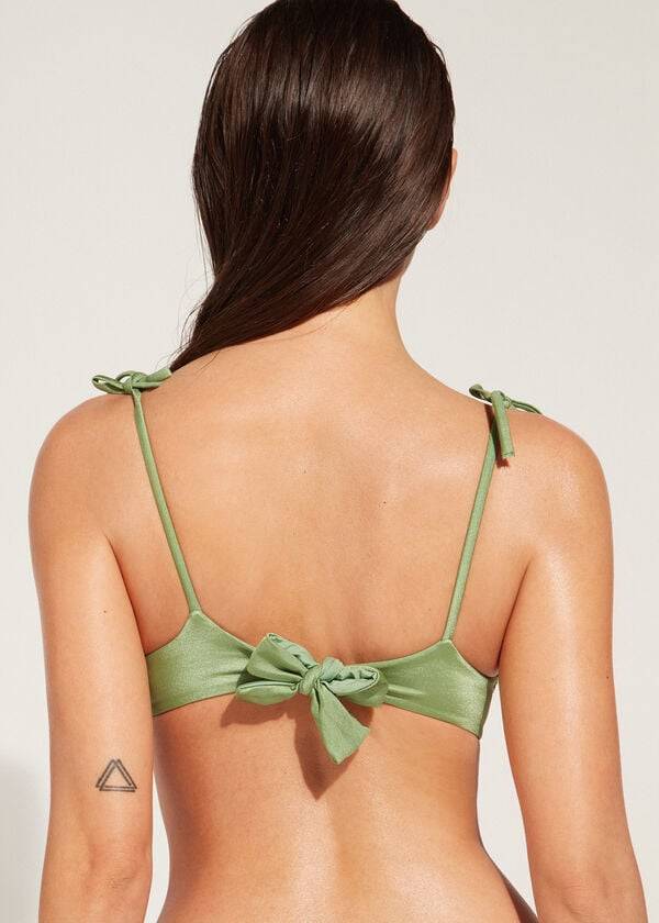 calzedonia top de bikini acolchado estilo tanque cannes rosa para mujer verde