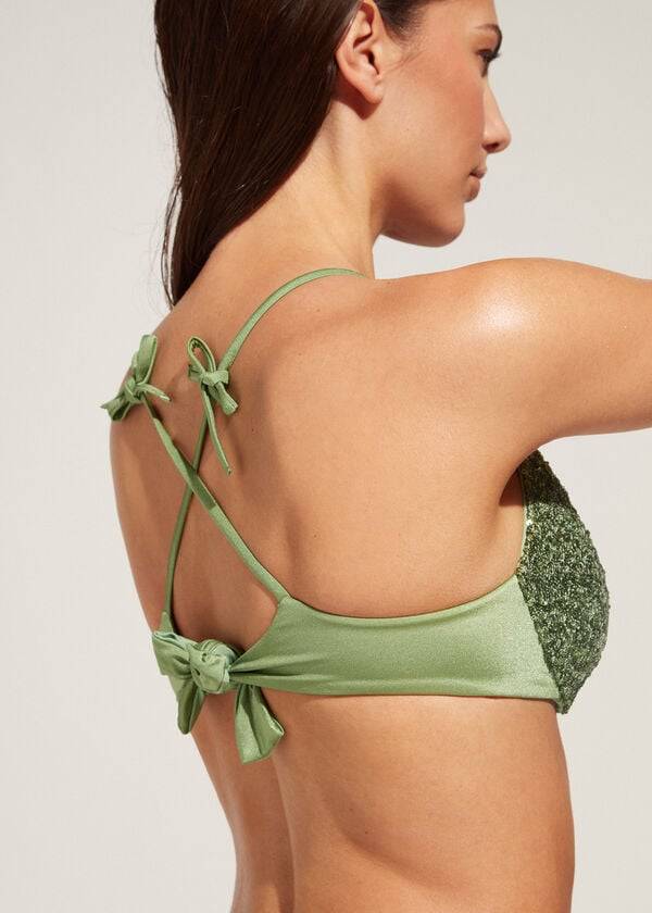 calzedonia top de bikini acolchado estilo tanque cannes rosa para mujer verde