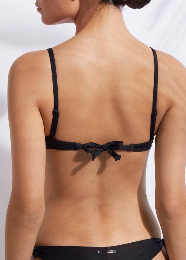 bikini triangular acolchado negro de calzedonia para mujer en indonesia
