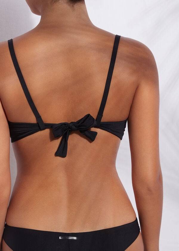 bikini triangular con relleno de calzedonia para mujer color negro