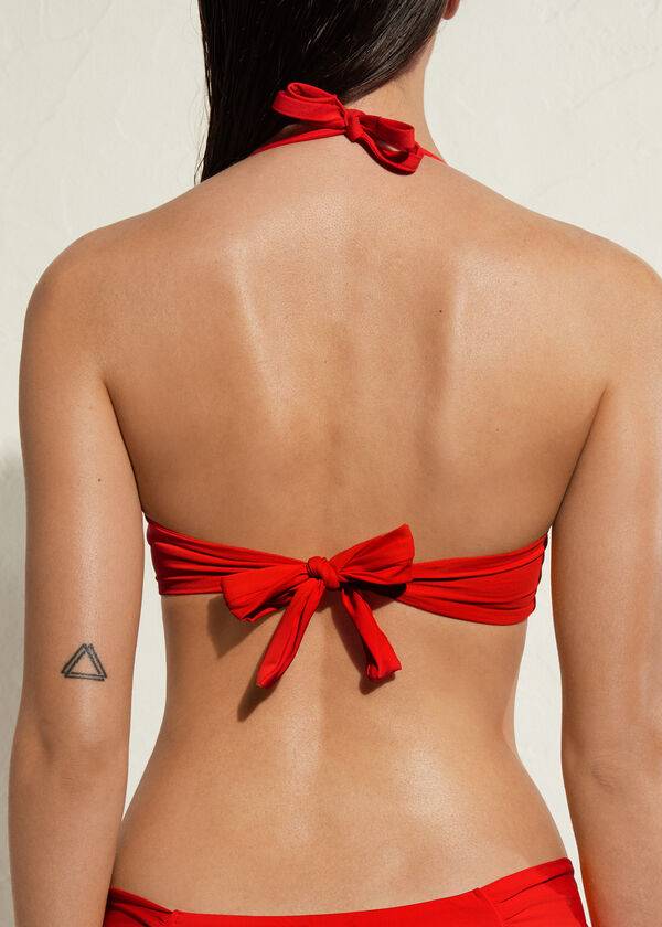 bikini triangular acolchado ecológico de indonesia para mujer de calzedonia rojo