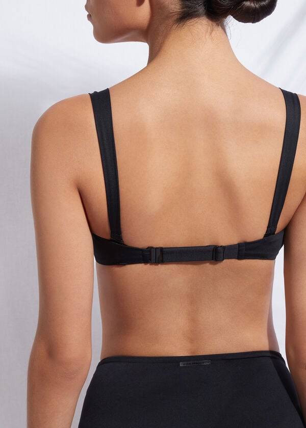 bikini bandeau indonesia con push-up de calzedonia para mujer color negro