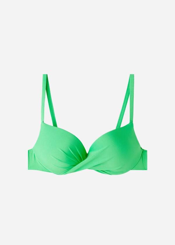 bikini ecológico de indonesia con push-up acolchado supergraduado y suave de calzedonia para mujer color verde