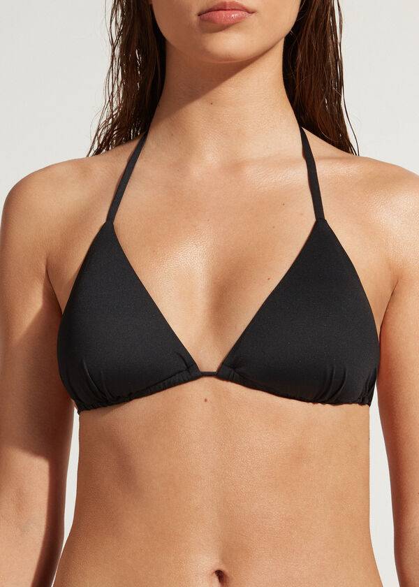 bikini triangular de tiras negras de calzedonia para mujer en indonesia