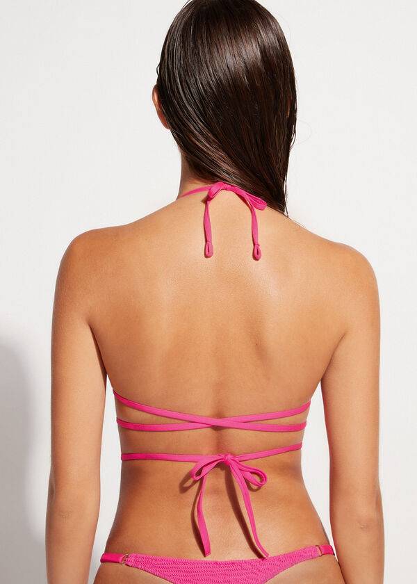 bikini triangular con tiras miami de calzedonia para mujer color rosa