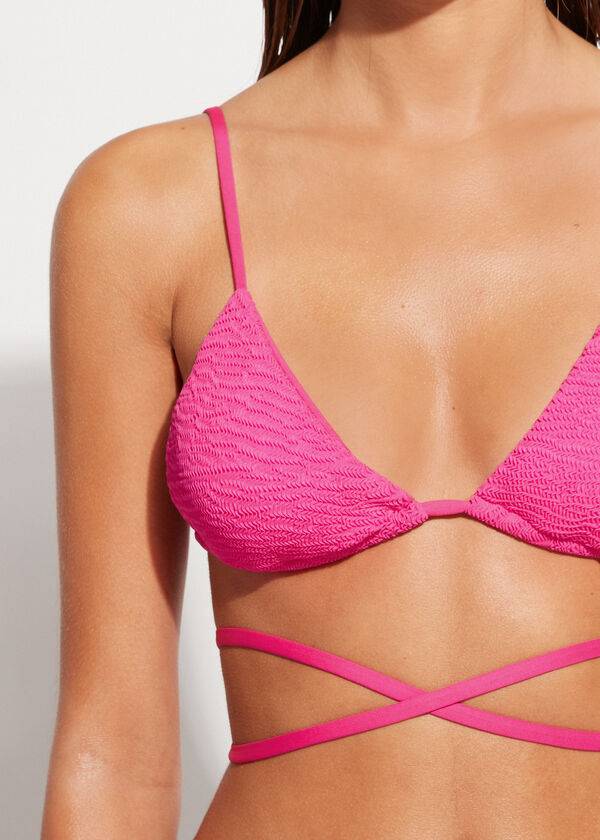bikini triangular con tiras miami de calzedonia para mujer color rosa