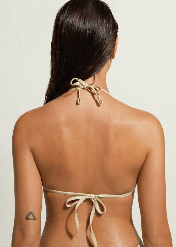 bikini triangular con tiras abu dhabi de calzedonia para mujer dorado