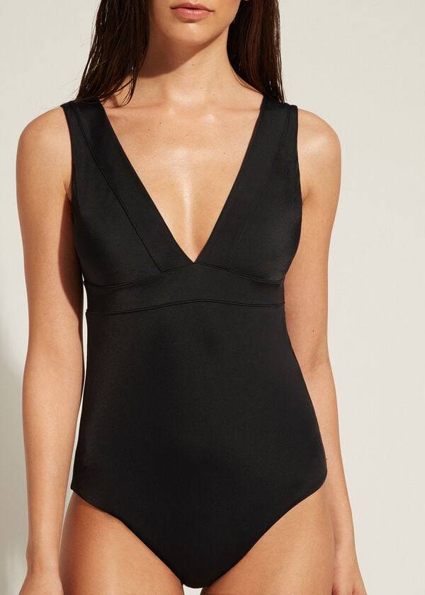 traje de baño de una pieza paola de calzedonia para mujer color negro